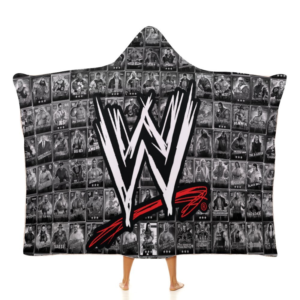 WWE Hooded Blanket Poncho, Wearable Hooded Blanket Cozy Soft Warm Plush Fleece Blanket for Adult Women Men